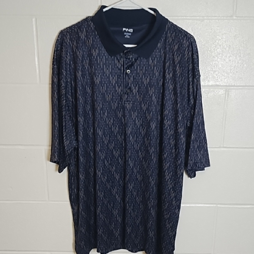 Ping Men's Navy & Tan Patterned Polo Shirt